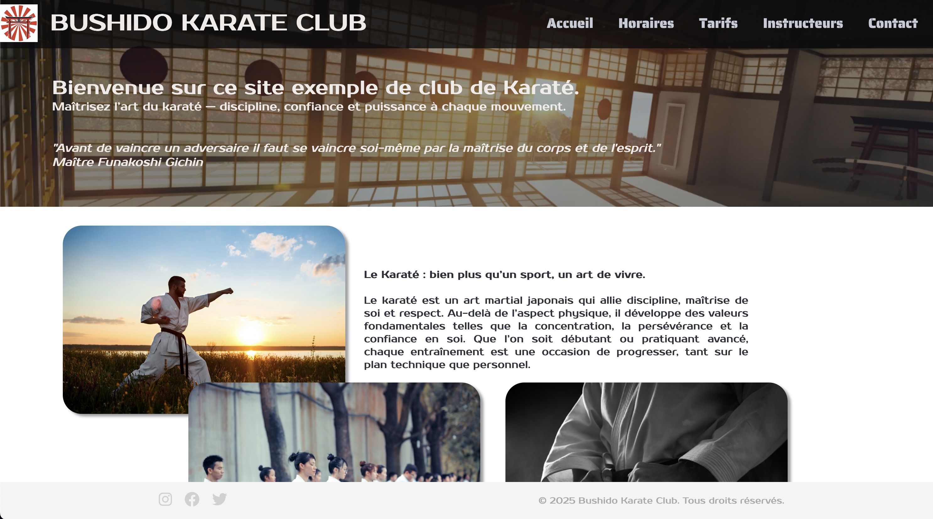 photo site Web pour un club de karaté